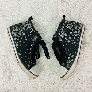 G BY Guess silver Starry star Black Kids High-Top canvas faux leather Sneakers